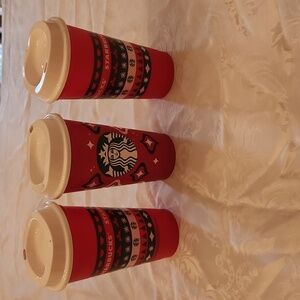 3 Starbucks Red Cups NWOT